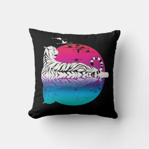 White Tiger Sunset Cushion
