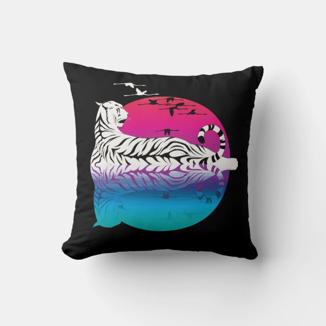 White Tiger Sunset  Cushion (Front)