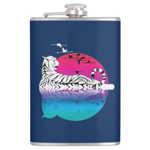 White Tiger Sunset Hip Flask