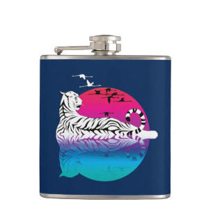White Tiger Sunset Hip Flask