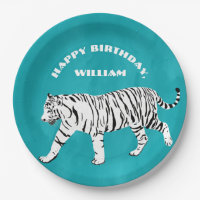 White Tiger Teal, Turquoise Blue Personalised