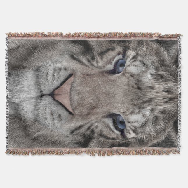 White Tiger Throw Blanket (Front)
