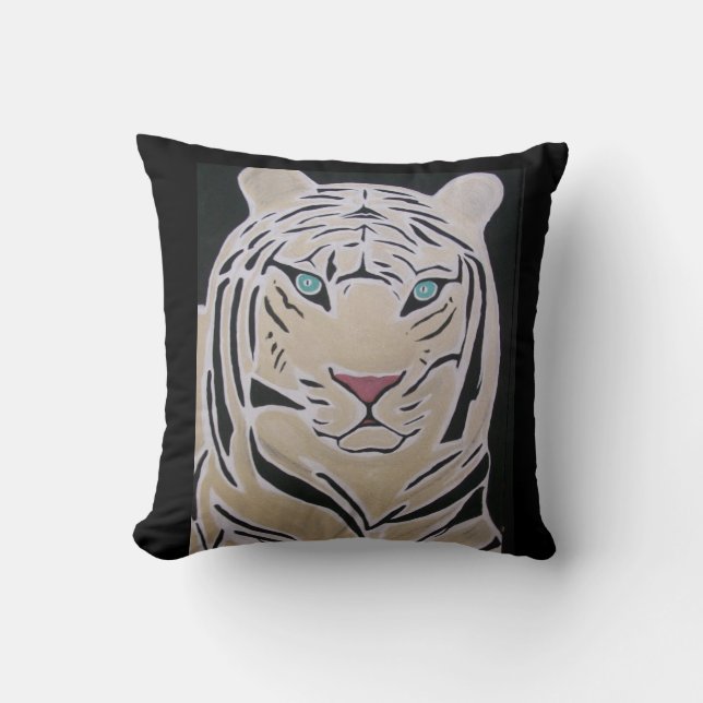 WHITE TIGER THROW PILLOW- CUSHION (Front)