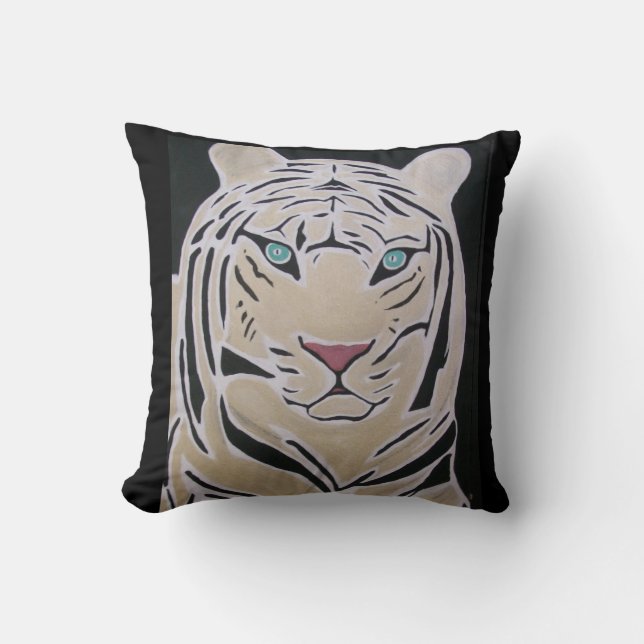 WHITE TIGER THROW PILLOW- CUSHION (Front)