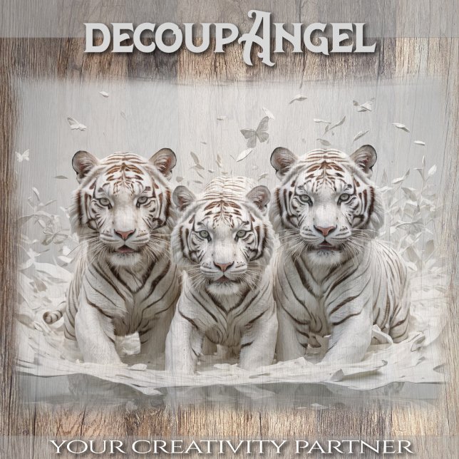 White tiger trio - Decoupage -  Tissue Paper (Creator Uploaded)
