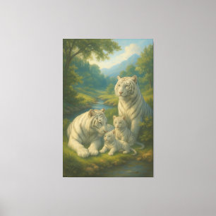 White Tiger • Valley Dawn Family ManJiangHong Fi Canvas Print