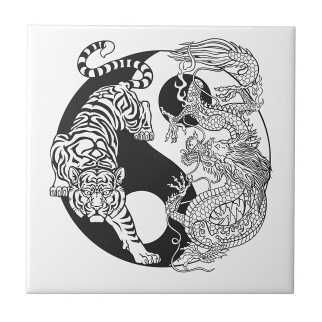White tiger versus green dragon in the yin yang ce tile (Front)