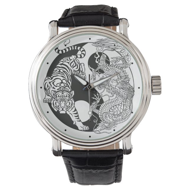 White tiger versus green dragon in the yin yang wa watch (Front)