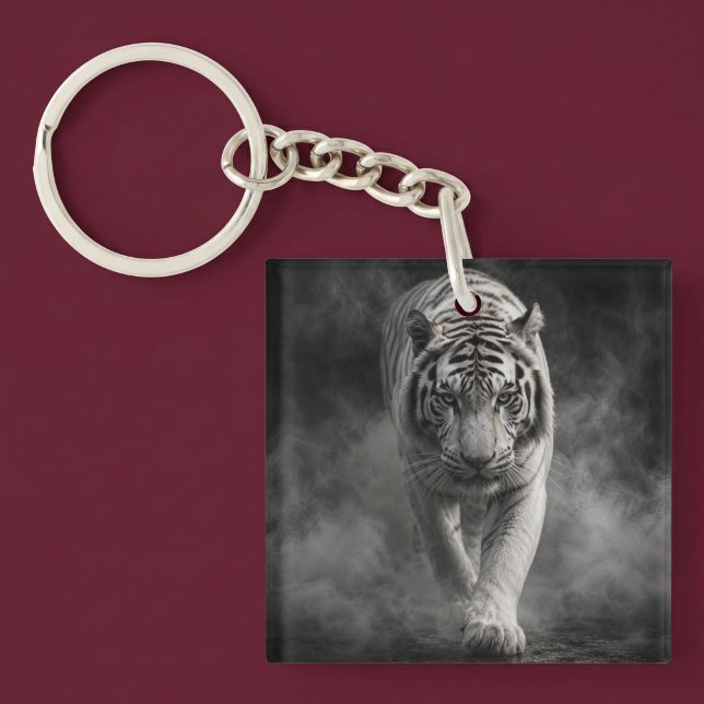 White Tiger Walking Through Smoke Key Ring (Creator Uploaded)