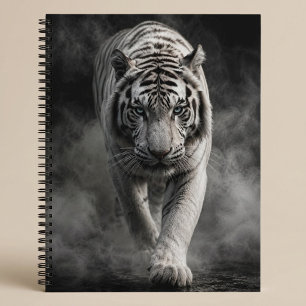White Tiger Walking Through Smoke Notebook