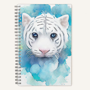 White Tiger Wild Animal Nature Watercolor Art Notebook