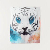 White Tiger Wild Nature Animal Colors Art Painting