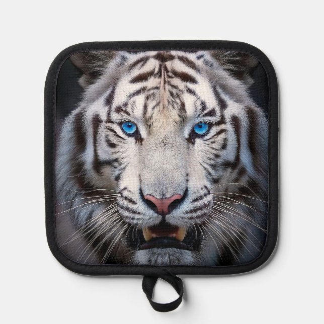 White Tiger with Blue Eyes Pot Holder (Front)