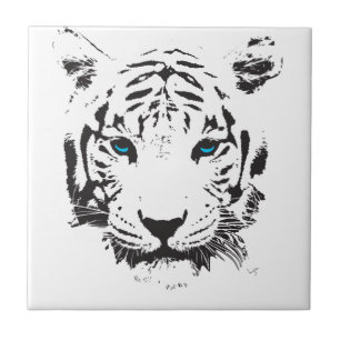 White Tiger with Blue Eyes Tile
