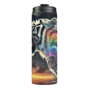 White Tiger with Rainbow Thermal Tumbler