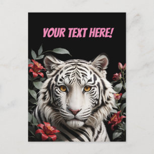 white tiger with your text postcard