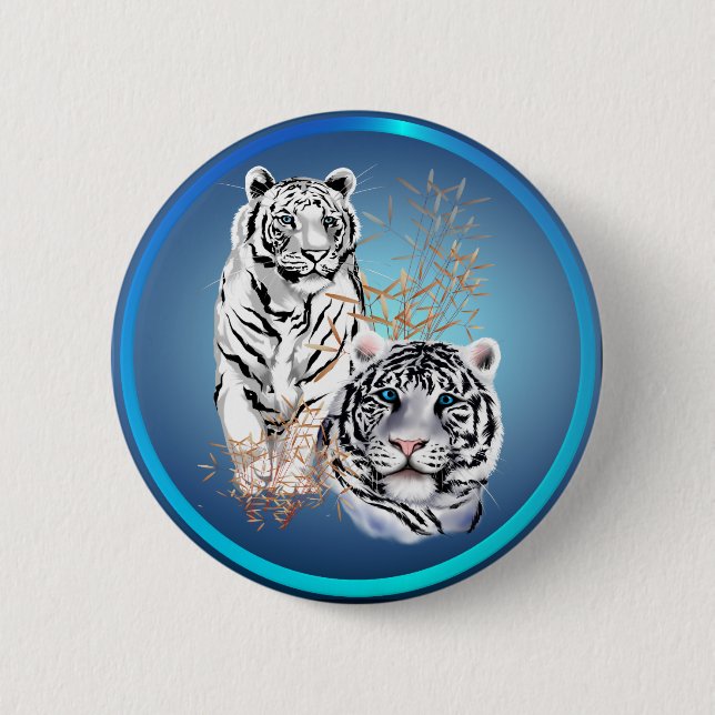 White Tigers -Buttons 6 Cm Round Badge (Front)
