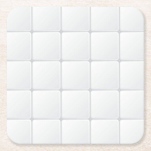 White tile square paper coaster (Front)