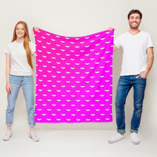 White Tiny Bats Pink Fleece Blanket