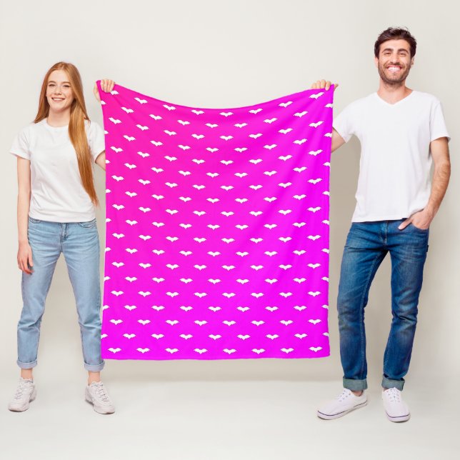 White Tiny Bats Pink Fleece Blanket (In Situ)