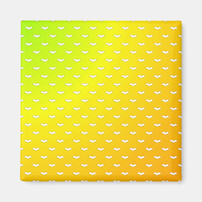 White Tiny Bats Yellow Magnet (Front)