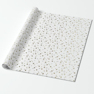 White Tiny Golden Stars Wrapping Paper