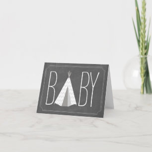 White Tipi Baby Card - Chalk