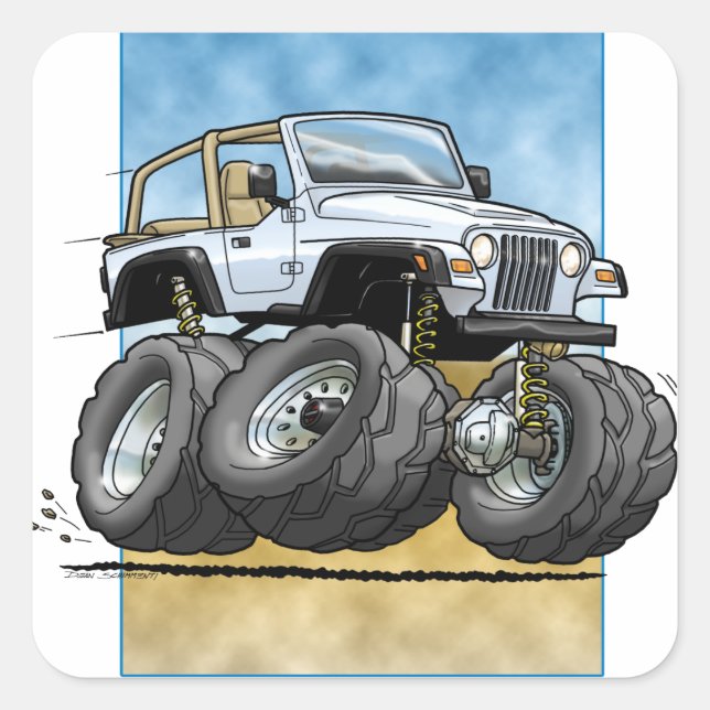 White_TJ Square Sticker (Front)