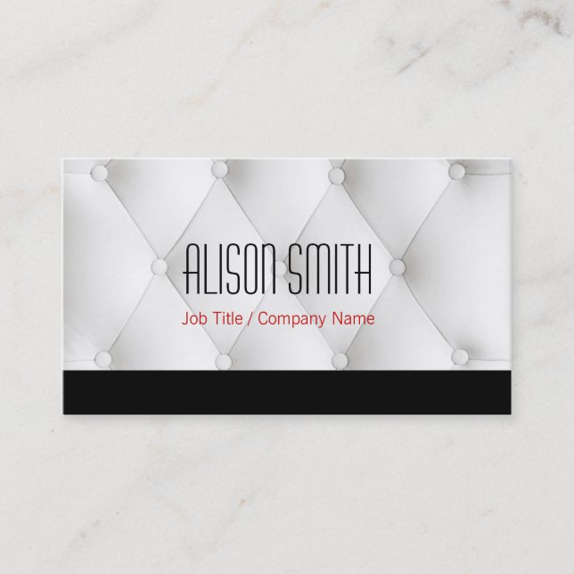White to leather upholstery business card (Front)