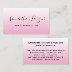White to Light Pink Ombre Online Store Business Card