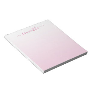 White to Pale Pink Gradient Girly Signature Notepad
