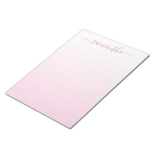 White to Pale Pink Gradient Girly Signature Notepad