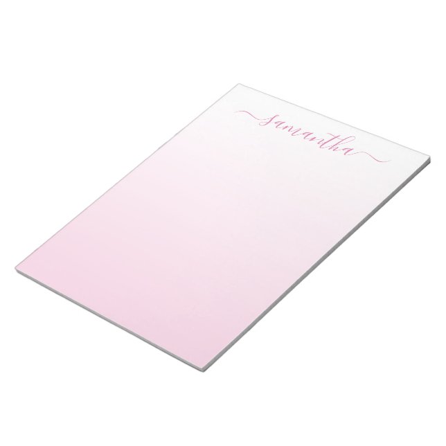 White to Pale Pink Gradient Girly Signature Notepad (Angled)