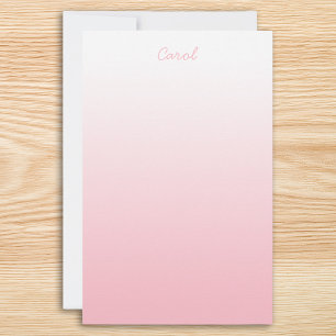 White to Pale Pink Ombre Personalised Stationery