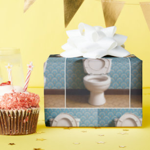 White Toilet With the Seat Pp Wrapping Paper