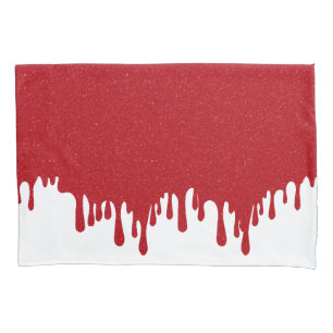 White & Tomato Red Drip Pillowcase – Customisable