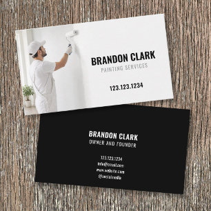 White Toned Painter with Roller Photo Painting Business Card