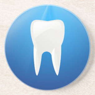White Tooth on Blue Background Coaster