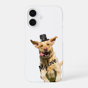 White Top Hat Labrador Retriever Dog iPhone 16 Cas Case