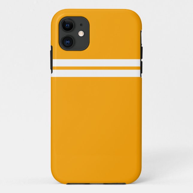 White Top Racing Stripes On Bright Yellow Orange Case-Mate iPhone Case (Back)