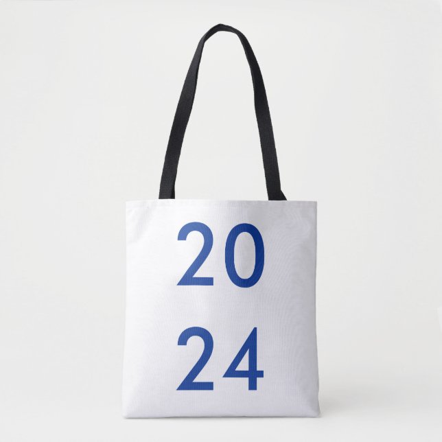 White tote, deep indigo "2024 JUST VOTE" Tote Bag (Front)
