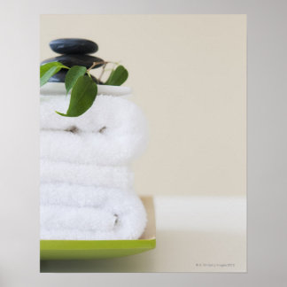White towels and spa stones poster