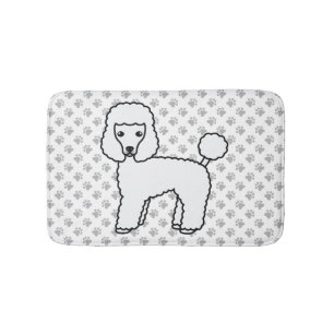 White Toy Poodle Cute Cartoon Dog Bath Mat