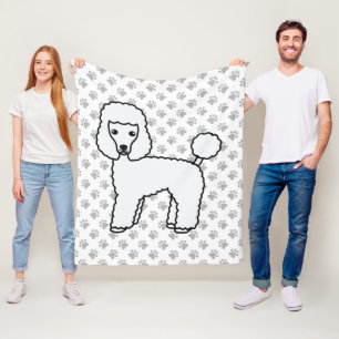 White Toy Poodle Cute Cartoon Dog Fleece Blanket