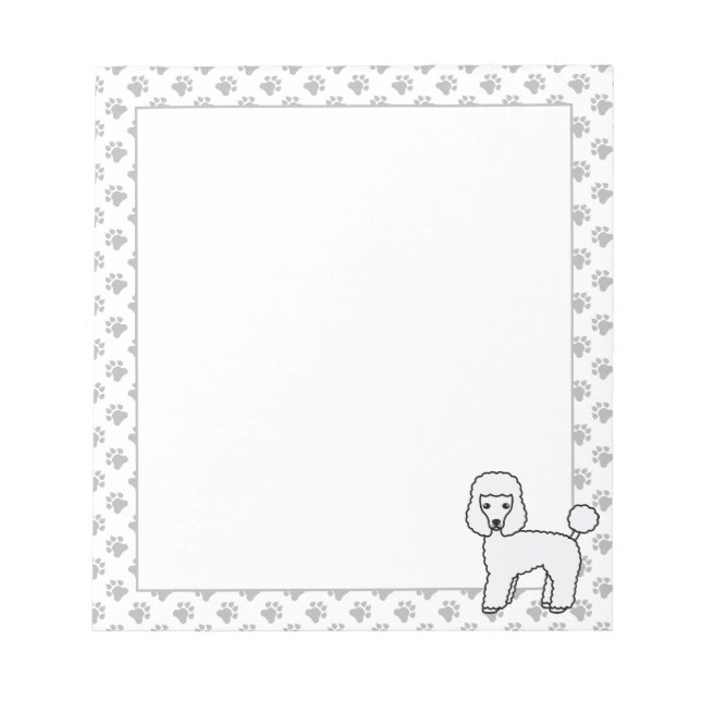 White Toy Poodle Cute Cartoon Dog Notepad (Front)