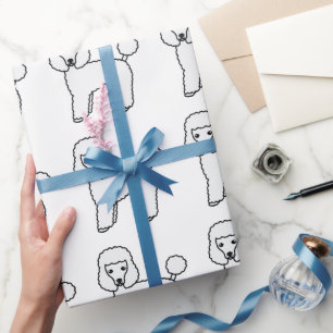 White Toy Poodle Cute Cartoon Dog Pattern Wrapping Paper