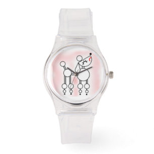 White Toy Poodle Girly Pink Watch
