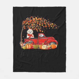 White Toy Poodle It’s Fall Y’all Pumpkin Fall  Fleece Blanket