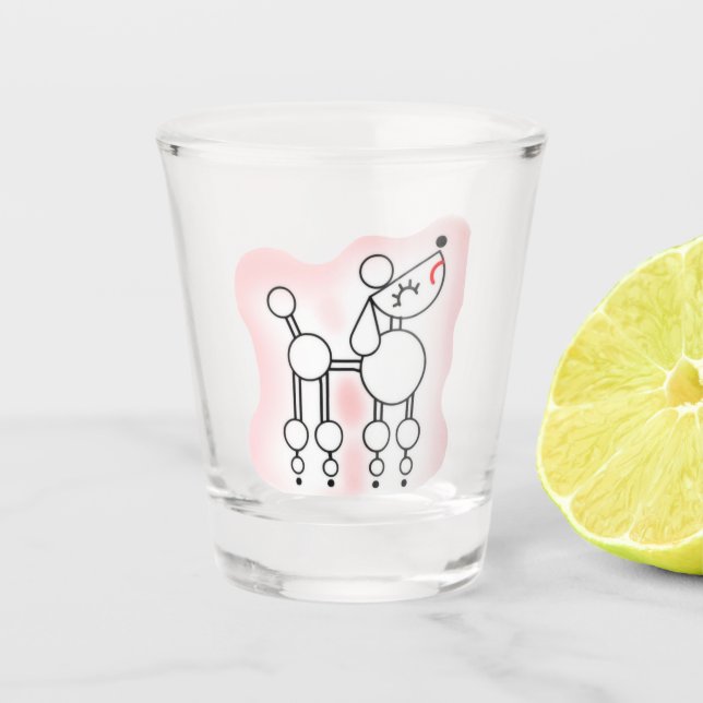 White Toy Poodle Shot glass (Front)