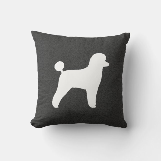 White Toy Poodle Silhouette Cushion (Front)